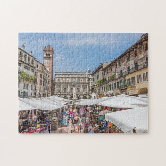 Verona Piazza Erbe puzzle Pussel (Horisontell)