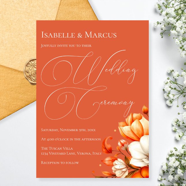 Verona Solnedgång Blommig Bröllop Inbjudningar (Verona Sunset Floral Wedding Invitation)