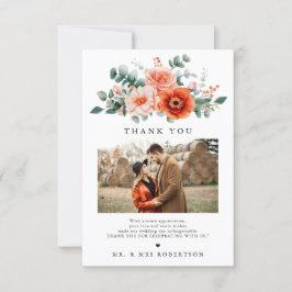 Verona Sunset Bright Orange Modern Blommigt Bröllo Tack Kort