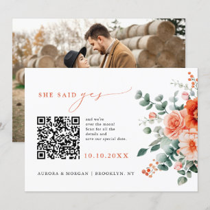 Verona Sunset Bright Orange Modern Photo QR-kod Spara Datumet