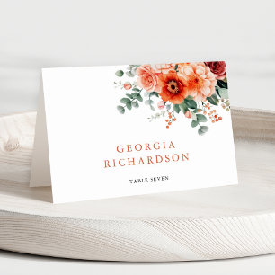 Verona Sunset Bright Orange Modern Place Card Bordsnummer