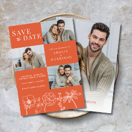 Verona Sunset Elegant Blommigt Four Photo Bröllop Spara Datumet