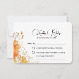 Verona Sunset Guld Watercolor Blommigt Bröllop OSA Kort