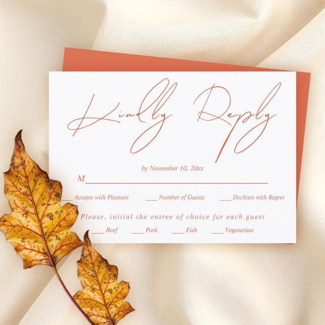 Verona sunset orange script calligraphy bröllop OSA kort (Skapare uppladdad)
