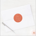 Verona sunset orange script calligraphy wedding runt klistermärke<br><div class="desc">Whimsical modern script calligraphy Verona sunset orange minimalist fall wedding Classic Round Sticker. This Classic Round Sticker features a truly elegant design, perfect for adding a sophisticated touch to your wedding stationery or favors. The minimalist aesthetic is achieved through a beautiful orange background, upon which the couple's names are delicately...</div>