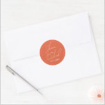 Verona sunset orange script calligraphy wedding runt klistermärke<br><div class="desc">Whimsical modern script calligraphy Verona sunset orange minimalist fall wedding Classic Round Sticker. This Classic Round Sticker features a truly elegant design, perfect for adding a sophisticated touch to your wedding stationery or favors. The minimalist aesthetic is achieved through a beautiful orange background, upon which the couple's names are delicately...</div>