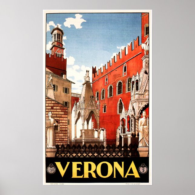 VERONA Veneto ITALIEN Vintage Italy Travel Poster (Framsidan)
