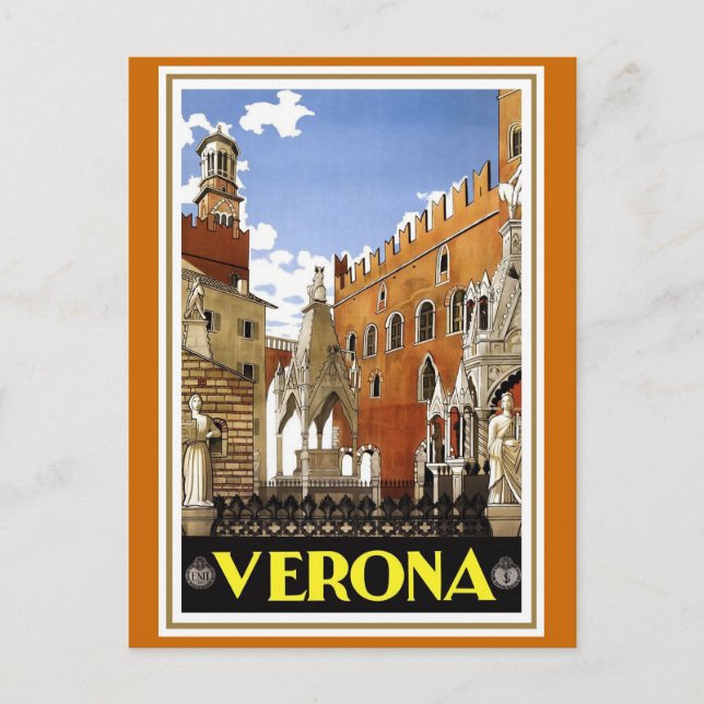 "Verona" Vintage Italienska reseaffischer Vykort (Framsida)