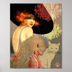 Veronica Cat och Chandelier Poster eller skriver u