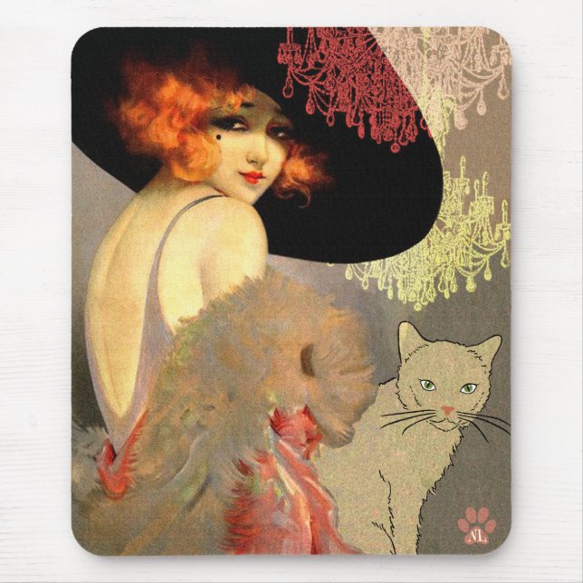 Veronica-katt och ljuskrona Mousepad Musmatta (Framsidan)