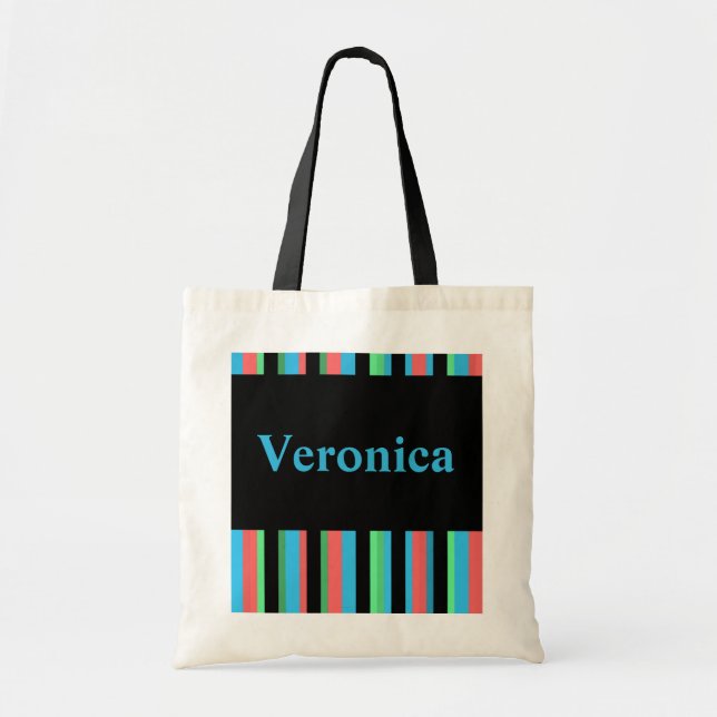 Veronica Söt Stripe Tote Bag Tygkasse (Framsidan)