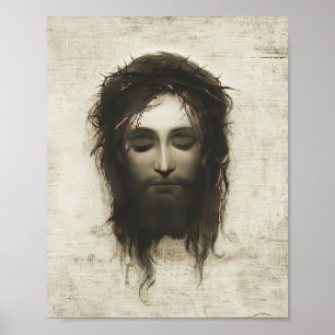 Veronica Veil Shroud Jesus Ansikte Krona i Thorns Poster