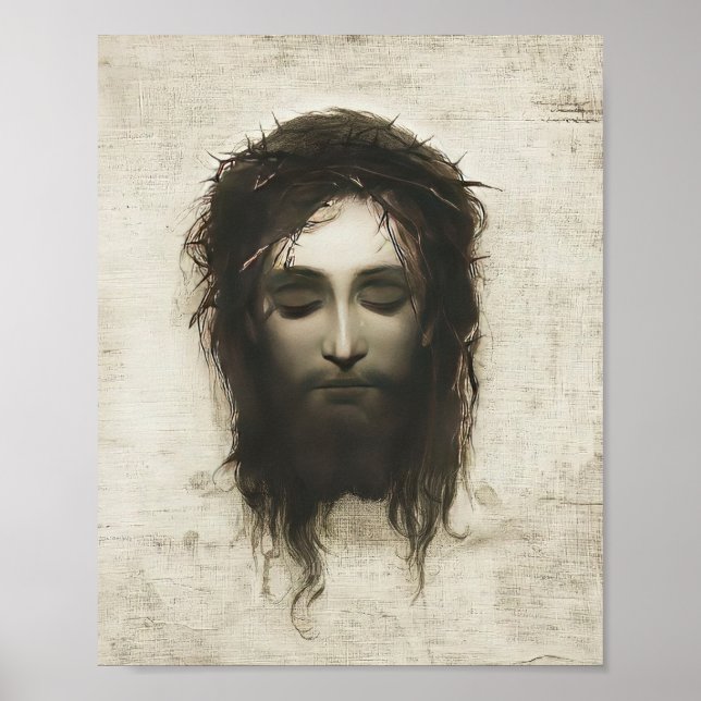Veronica Veil Shroud Jesus Ansikte Krona i Thorns Poster (Framsidan)