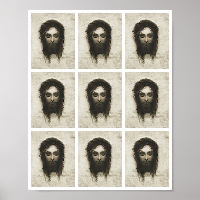 Veronica Veil Shroud Jesus Ansikte Krona Thorns Mu Poster (Framsidan)
