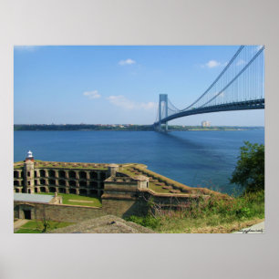 Verrazano överbryggar från St.-ön till Brooklyn Poster