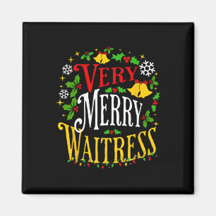 Verry Merry Waitress jul-Helgdag Server Paja Magnet