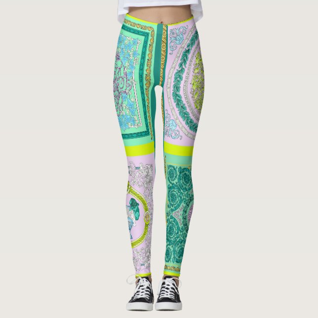 Versace Barocco Färg Collection mönster Leggings (Framsida)