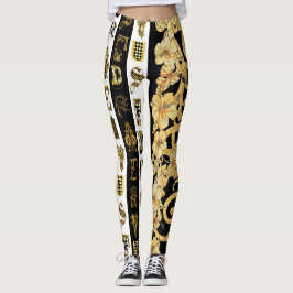 Versace Barocco Font Collection mönster Leggings
