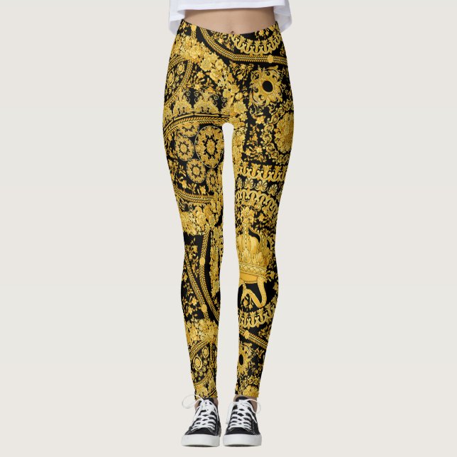 Versace Barocco MRHNVRL designade mönster. Baroque Leggings (Framsida)