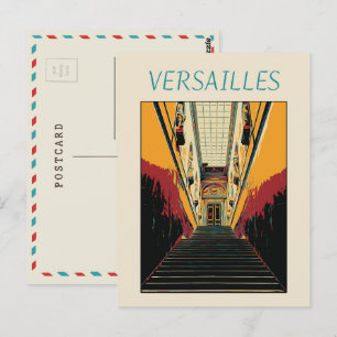 Versailles château illustration Frankrike Postcard Vykort
