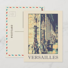 Versailles château illustration Frankrike Postcard
