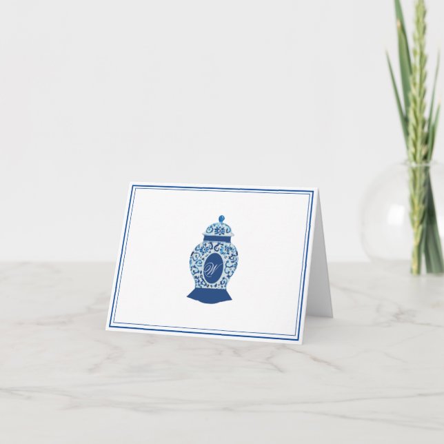 Versailles Chinoiserie Ginger Kruka Monogram W  Tack Kort (Framsida)