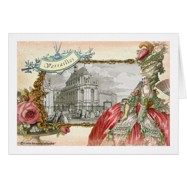 Versailles Marie Antoinette elegans Hälsningskort (Framsidan Horizontal)