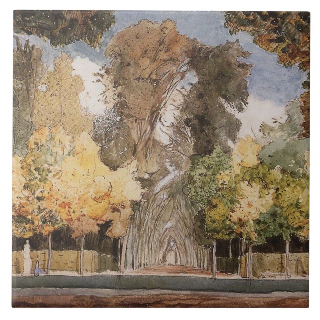 Versailles Park i hösten (av Konstantin Somov) Kakelplatta (Framsidan)