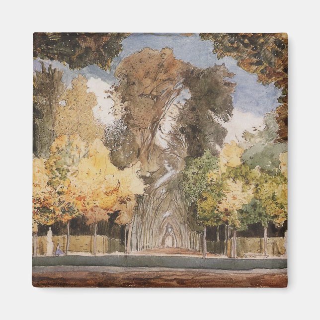 Versailles Park i hösten (av Konstantin Somov) Magnet (Framsidan)
