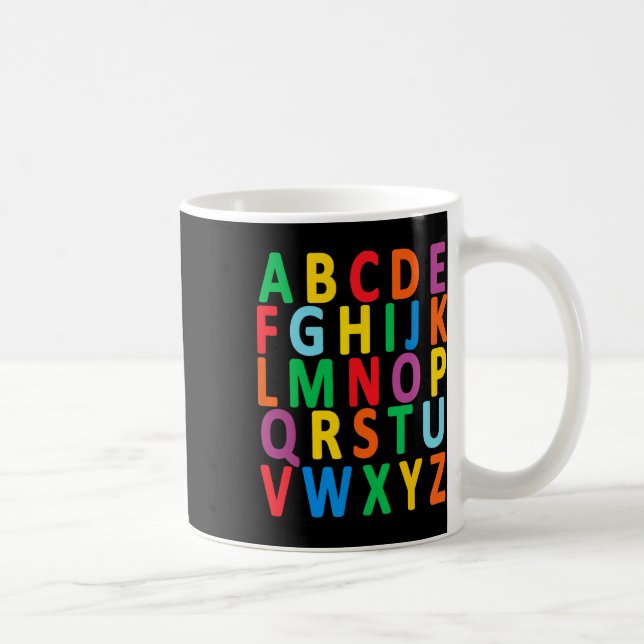 Versaler Alfabetet Lär sig Abc Pojke Flicka Barn Kaffemugg (Höger)