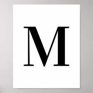 Versaler Brev M Monogram Black and White Poster
