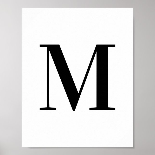 Versaler Brev M Monogram Black and White Poster (Framsidan)