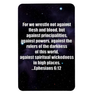 Verse för Ephesians 6:12bibel på utrymmebakgrund Magnet