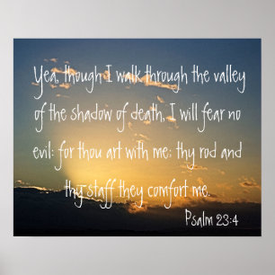 Verse för Psalm23:4bibel för skydd Poster