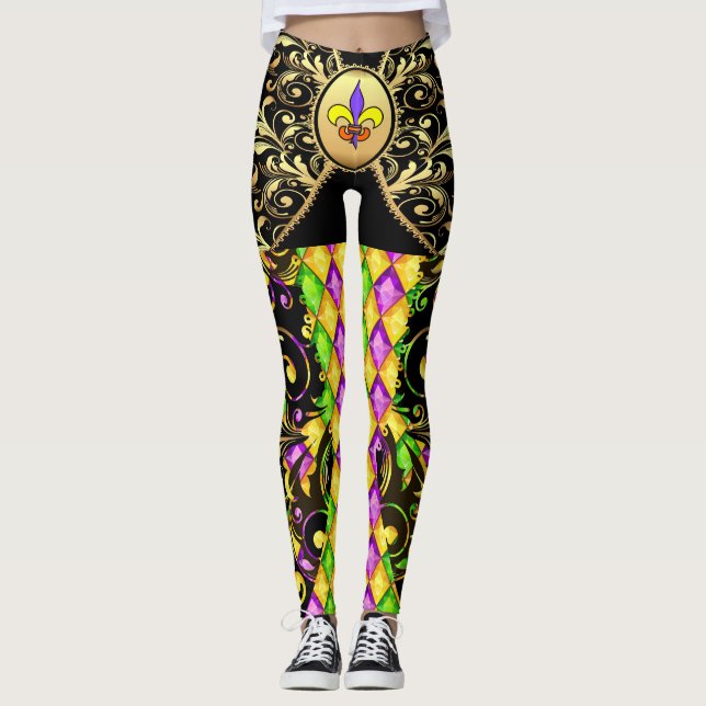 Version 2 Mardi Gras Diamonds Pop Mode Leggings (Framsida)