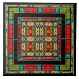 Version 2 Vackerlig medeltida glasbild Kakelplatta