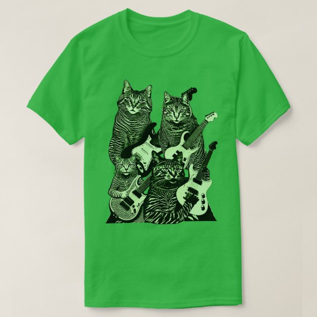 Version av GUITAR CATS-grönt T Shirt (Design framsida)