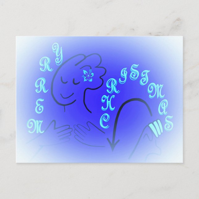 Version för ASL-god julBLÅTT Helg Vykort (Framsida)