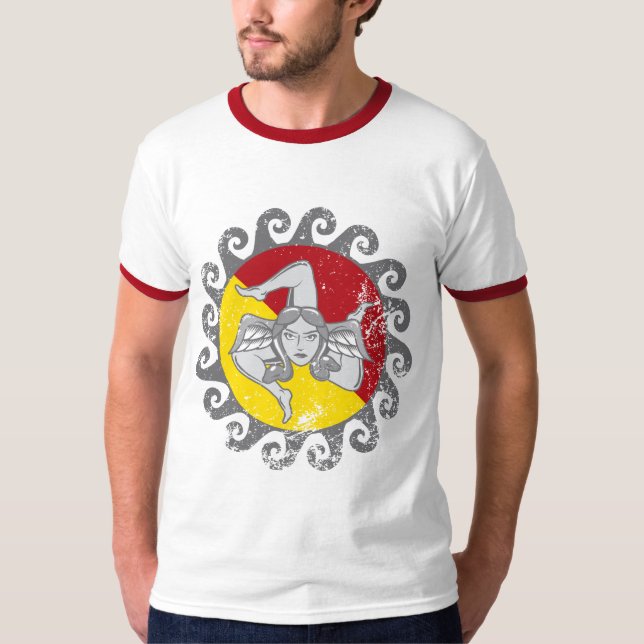 Version för Trinacria flaggafärg Tee (Framsida)