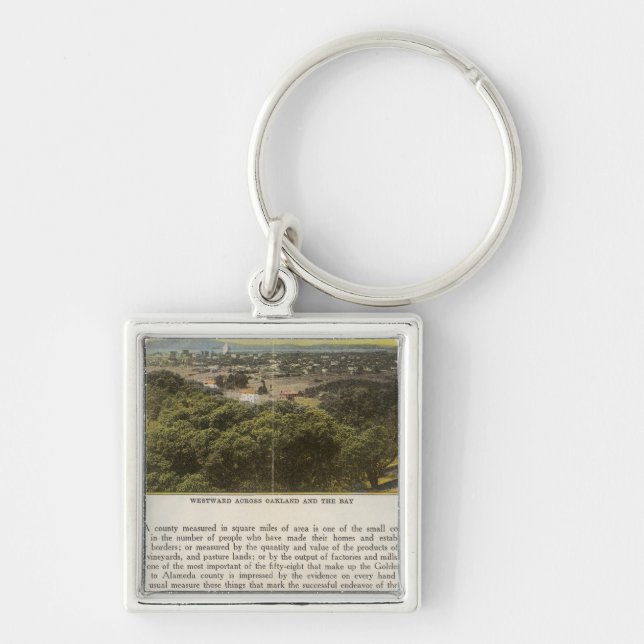 Verso Alameda County, Oakland och Bay Fyrkantig Silverfärgad Nyckelring (Framsidan)