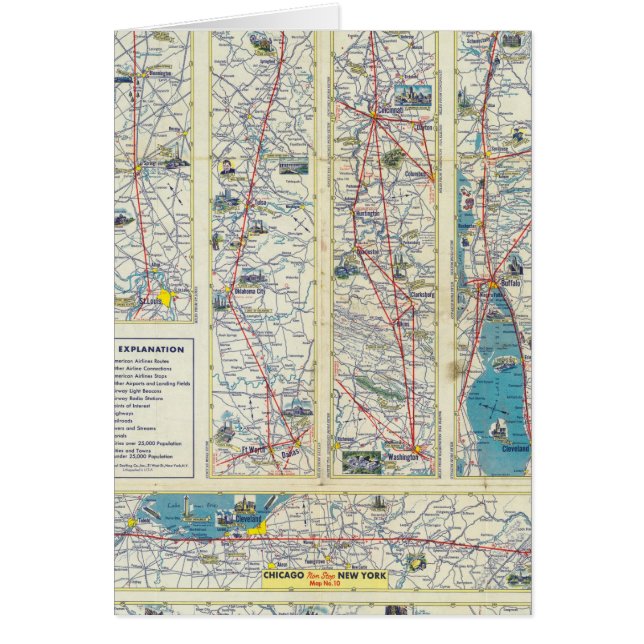 Verso American Airlines system karta Hälsningskort (Framsidan)