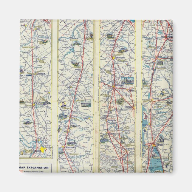 Verso American Airlines system karta Magnet (Framsidan)