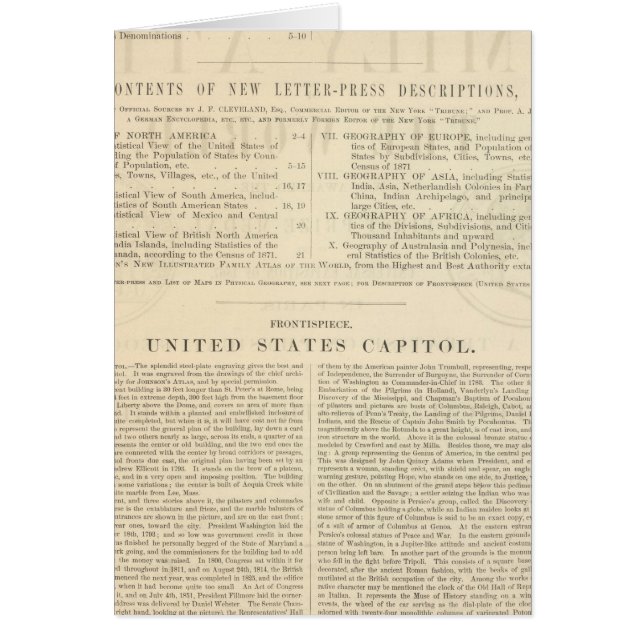 Verso Johnson's New Illustrated Family Atlas Hälsningskort (Framsidan)