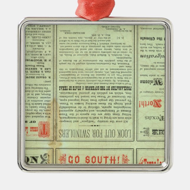 Verso som är statlig av Texas Julgransprydnad Metall (Framsidan)