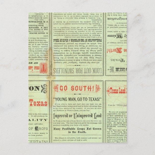 Verso-staten Texas Vykort (Framsida)