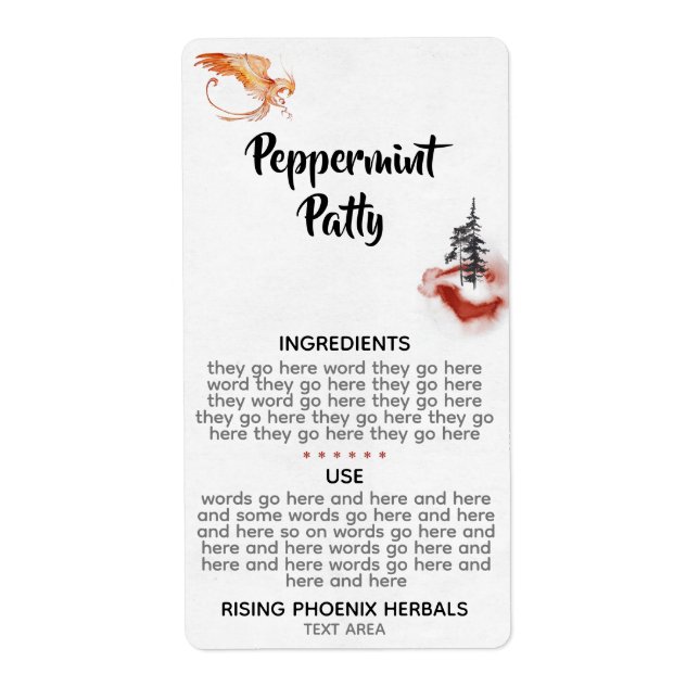 *~* Vert Phoenix Stigning Gräs Träd Orange Burgund Fraktsedel (Framsidan)