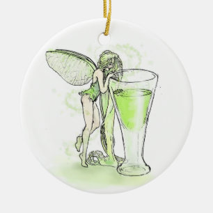 Verte för AbsintheLaavgift fe med exponeringsglas Julgransprydnad Keramik