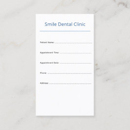 Vertical Dental Appointment Card Clean Design Tidsbeställning Kort