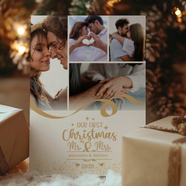 Vertical First Christmas 5 Photo Layout Julkort (Skapare uppladdad)