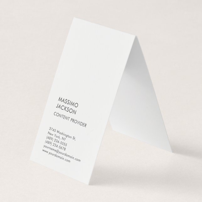 Vertical Plain Simple Black White Minimalist  Visitkort (Framsida)